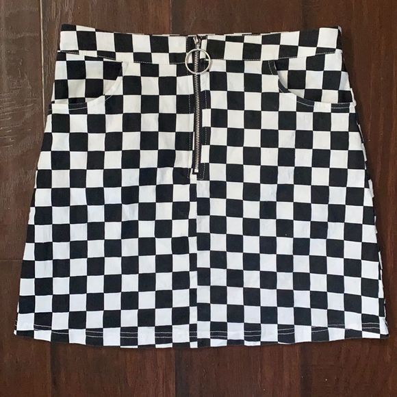 UNIF Dresses & Skirts - Black & White Checkerboard Mini Skirt